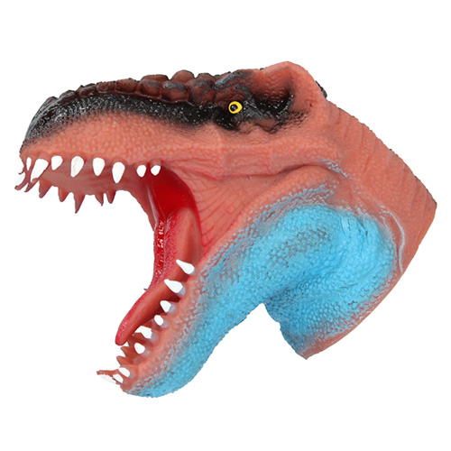 Tyrannosaurus Rex na ruku Dino World Hnědo-modrý, silikonový