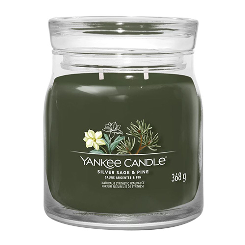Svíčka ve skleněné dóze Yankee Candle Stříbrná šalvěj a borovice, 368 g