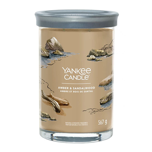 Svíčka ve skleněném válci Yankee Candle Ambra a santalové dřevo, 567 g