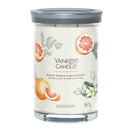 Svíčka ve skleněném válci Yankee Candle Bílý smrk a grapefruit, 567 g
