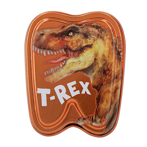 Plechová krabička Dino World T-Rex, oranžová